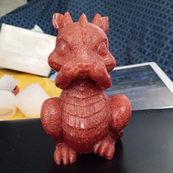 Handmade Red Speak No Evil Dragon Statue - Picture 1 of 6